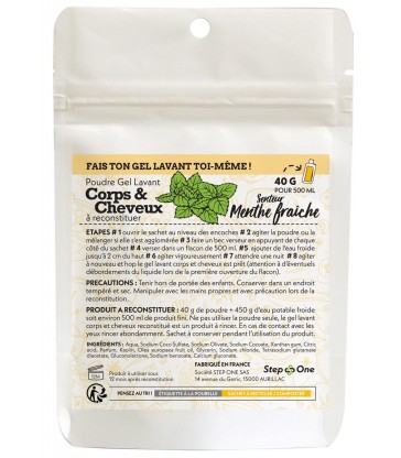 Recharge 2 EN 1 Gel lavant Corps & Cheveux - 2 doses : Menthe fraîche STEP-ONE