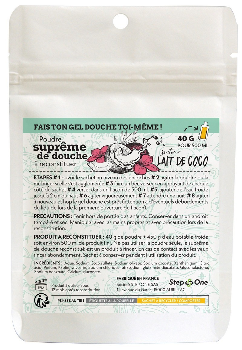 Recharge 3 doses Suprême de douche Lait de coco STEP-ONE