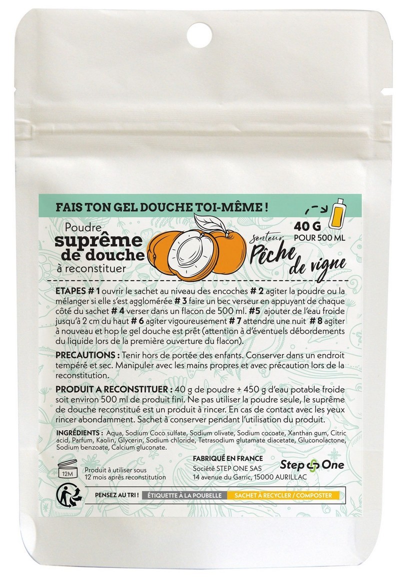 Recharge 3 doses Suprême de douche Pêche de vigne STEP-ONE
