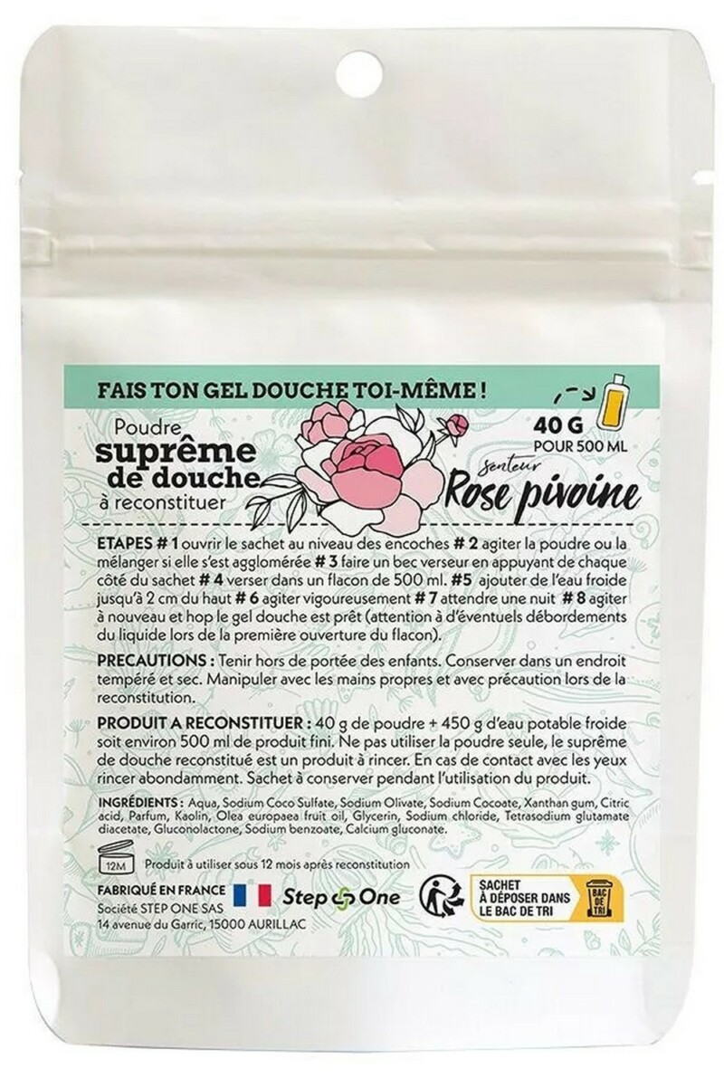 Recharge Dose Suprême de douche Rose Pivoine STEP-ONE