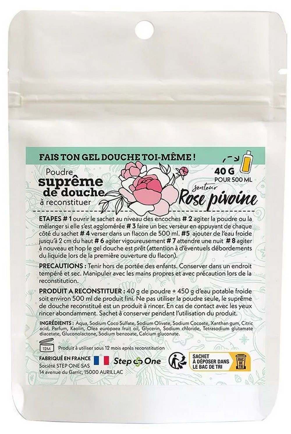 Recharge Dose Suprême de douche Rose Pivoine STEP-ONE