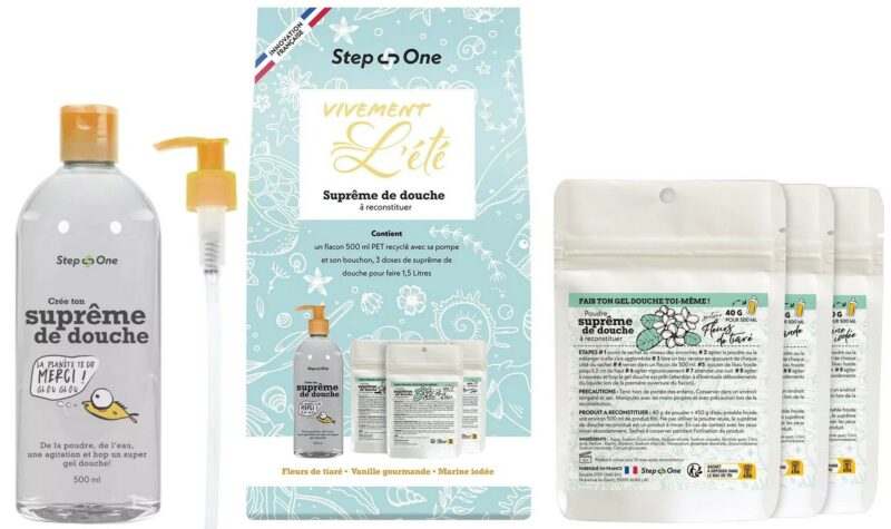 Coffret Suprême de douche - Senteurs Fleurs de tiaré (Monoï), Vanille gourmande et Marine iodée STEP-ONE